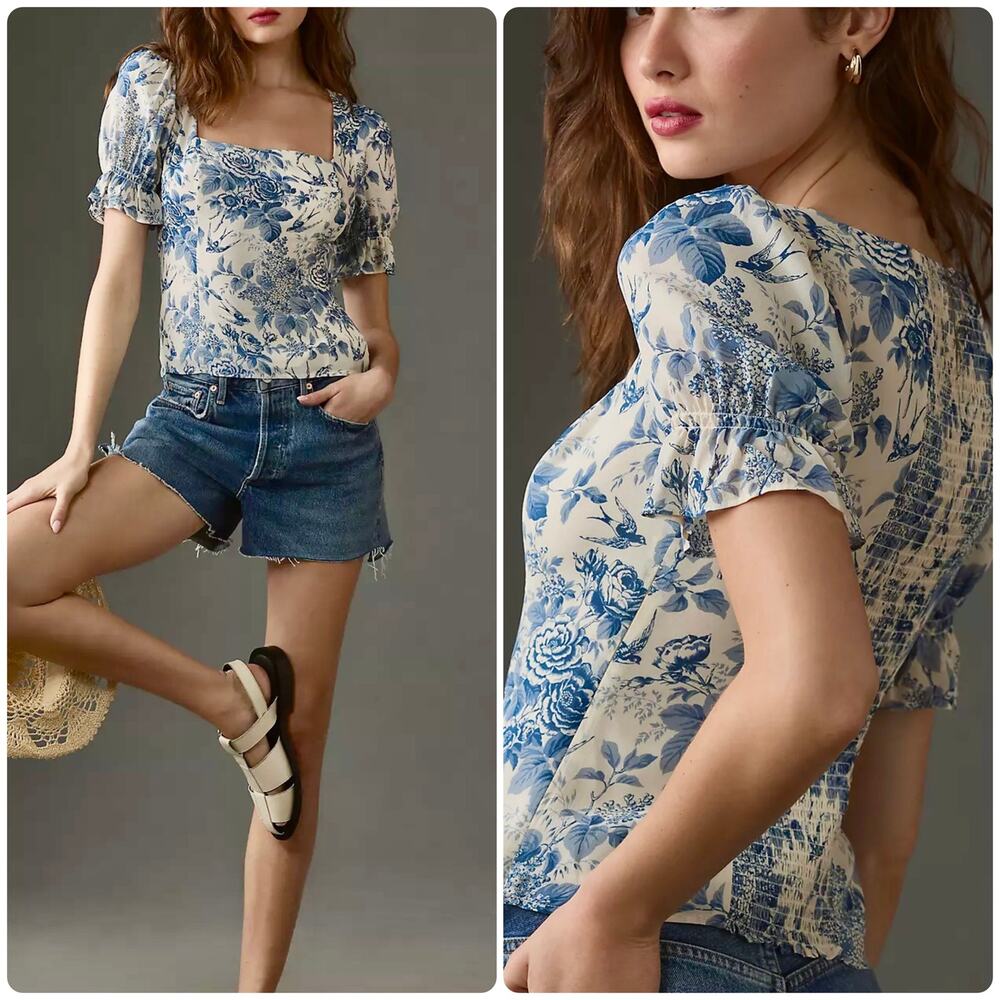 Reformation Constance Floral Print Puff Sleeve Top